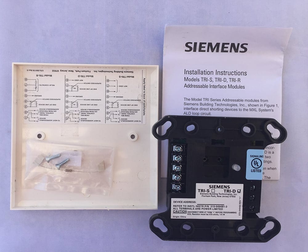 Siemens Cerberus Pyrotronics TRI-B6M Addressable Fire Alarm Interface Module. 